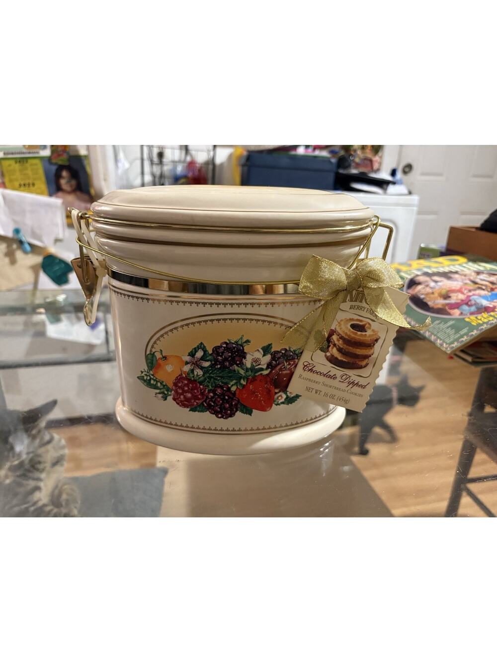 Vintage Ceramic Knott's Berry Farm Hinged Lid Canister Cottage Core Cookie Jar